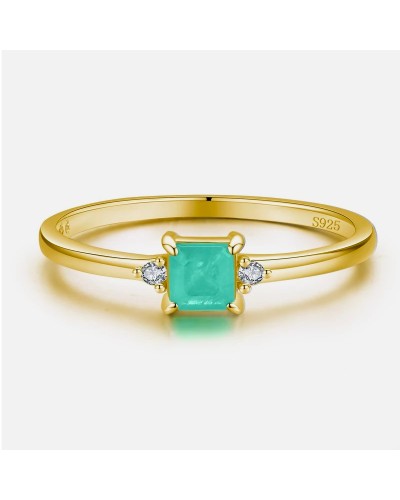 Bague or solitaire tourmaline paraiba taille princesse