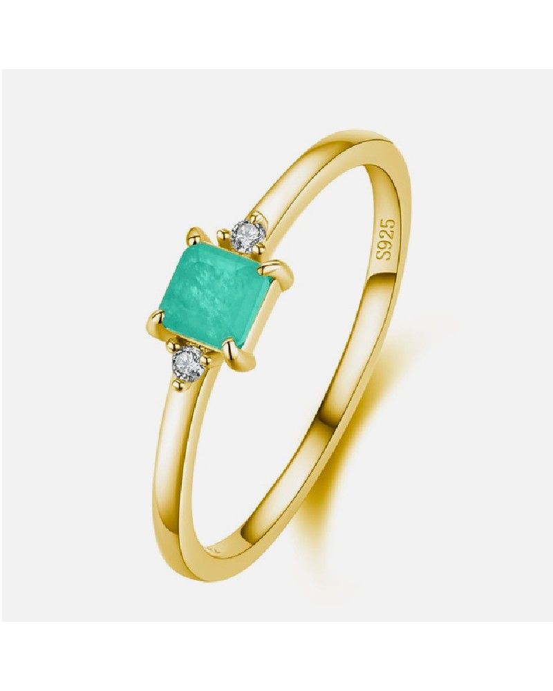 Bague or solitaire tourmaline paraiba taille princesse