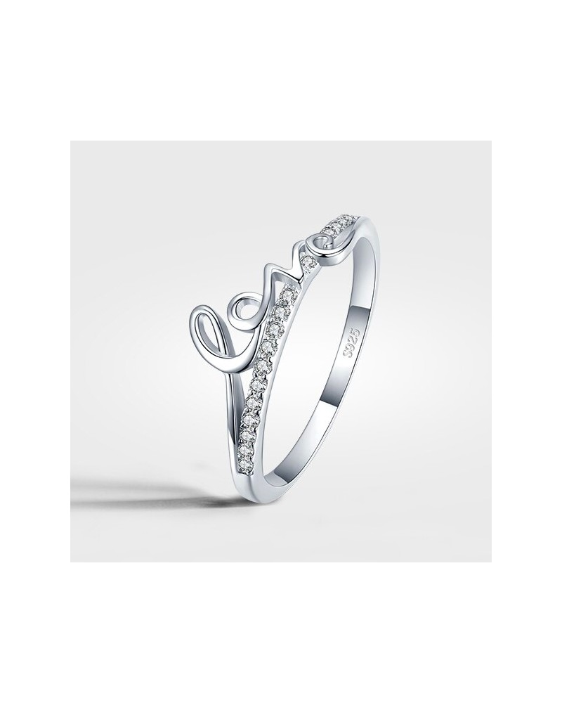 Silver love ring paved with zircon