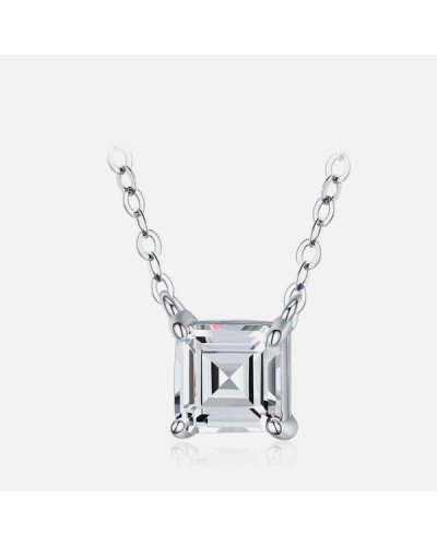 Silver necklace with princess cut zirconia pendant