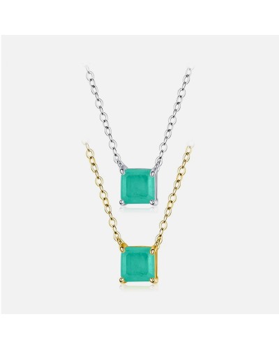 Silver and Gold necklace with princess cut tourmaline  pendant