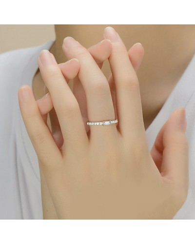 Princess cut solitaire gold ring paved with zircons