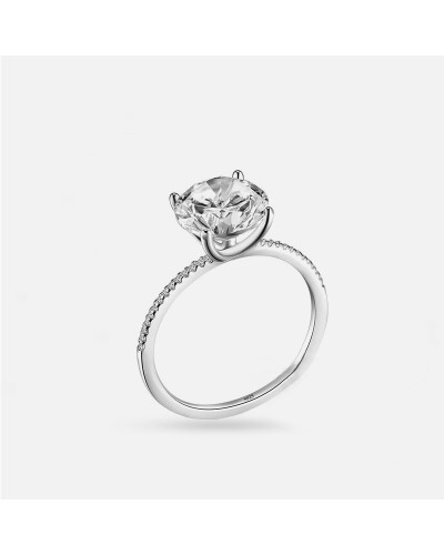 Fine silver ring with prong set zircon solitaire