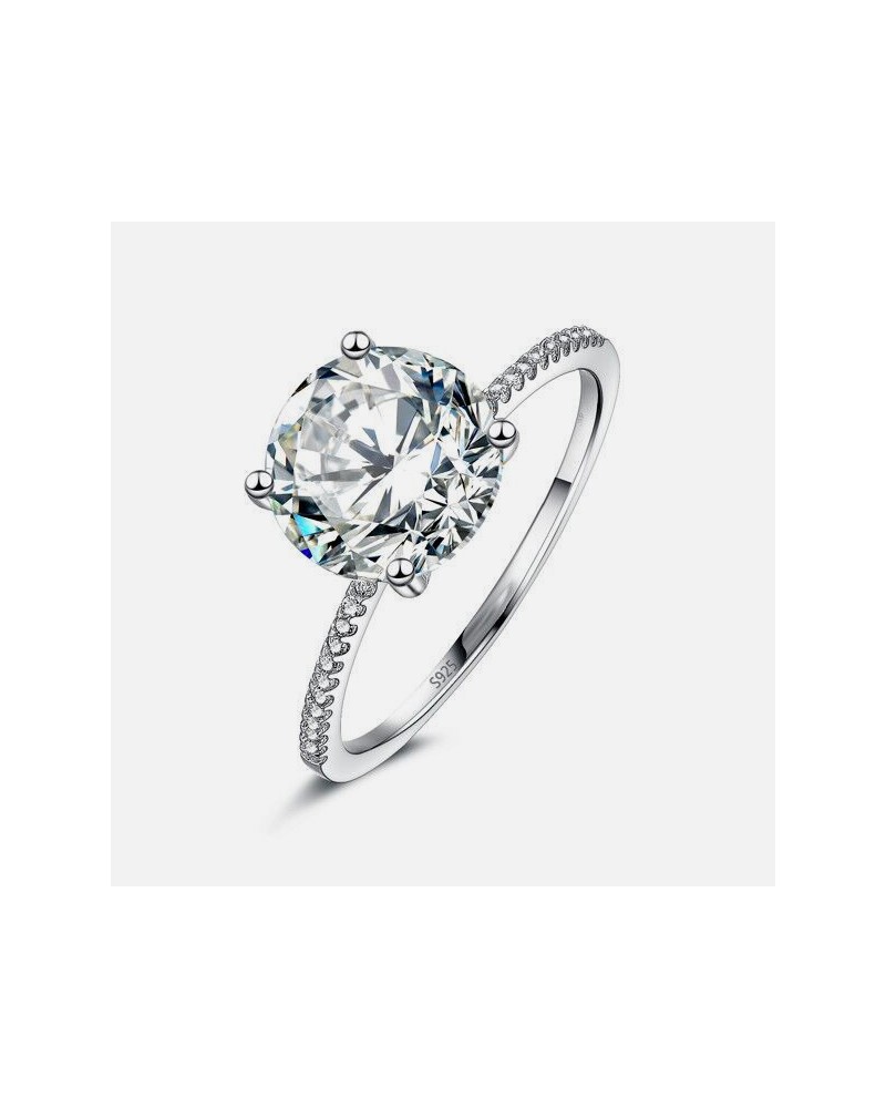 Fine silver ring with prong set zircon solitaire