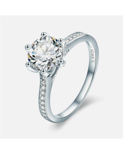 Claw setting zirconia solitaire silver ring