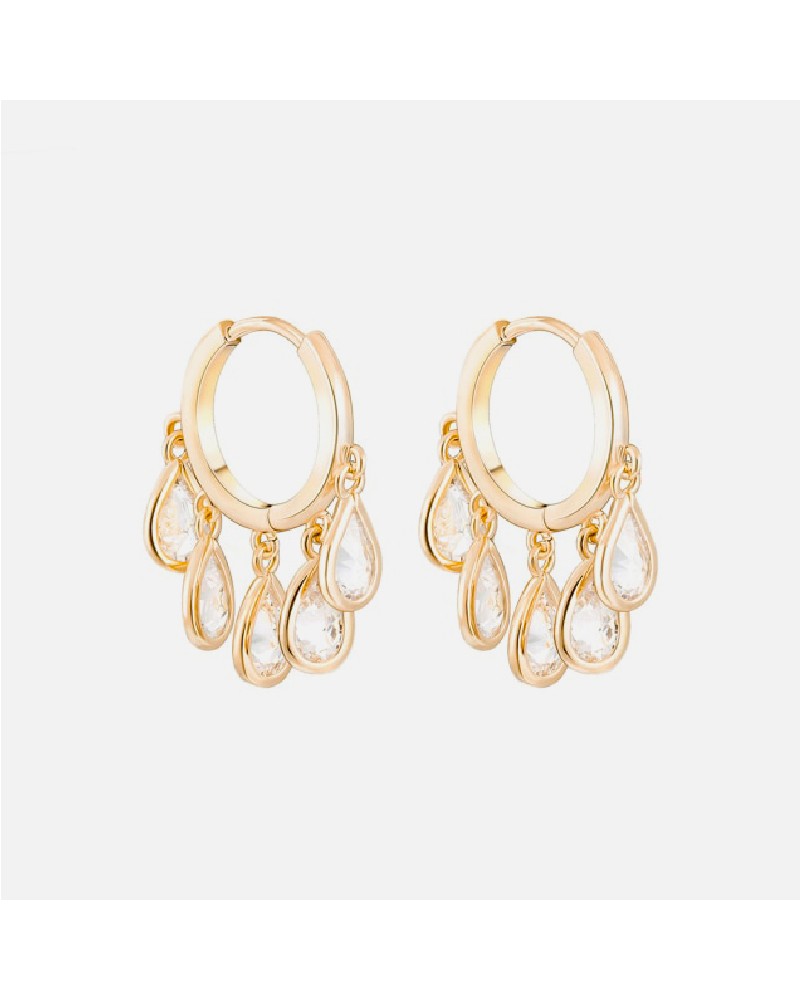 Gold hoops with cristal drops