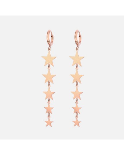 Rose gold star dangling hoop earrings
