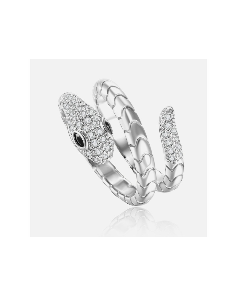 Silver zircon snake ring