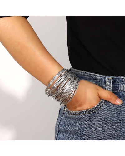 Silver hammered leather cuff