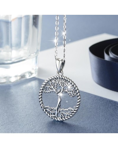 Antique silver nymph tree of life necklace