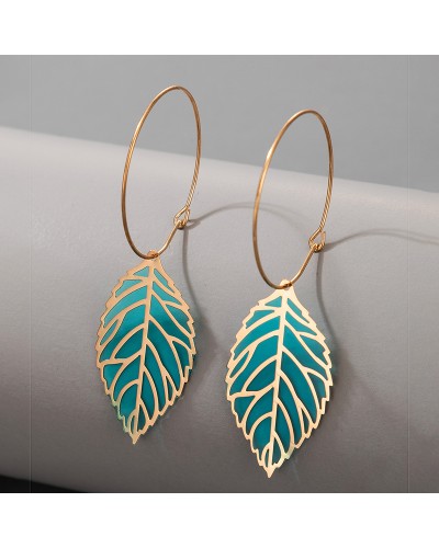 Boucles d'oreilles feuille translucide vert d'eau