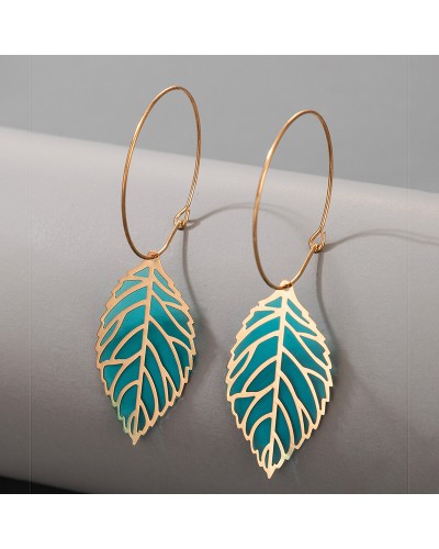Water green translucent leaf earrings
