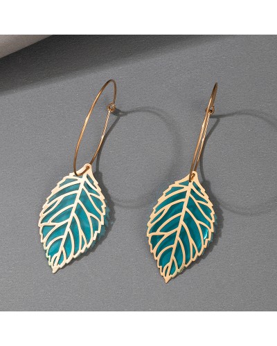 Boucles d'oreilles feuille translucide vert d'eau