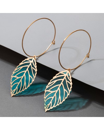 Boucles d'oreilles feuille translucide vert d'eau