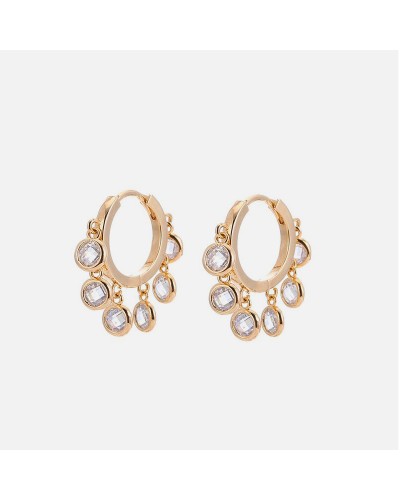 Small gold hoops with dangling crystals