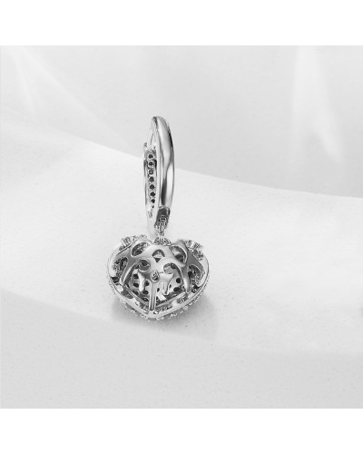 Silver heart hoop earrings set with zirconia