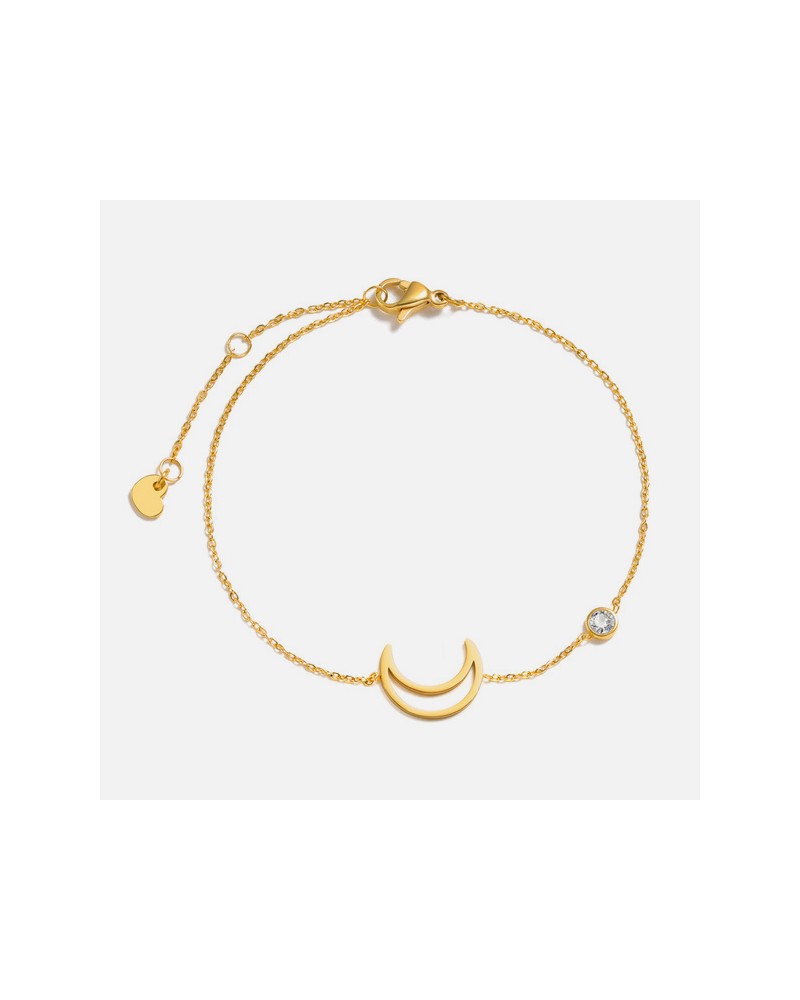 Bracciale con luna dorata e zirconi