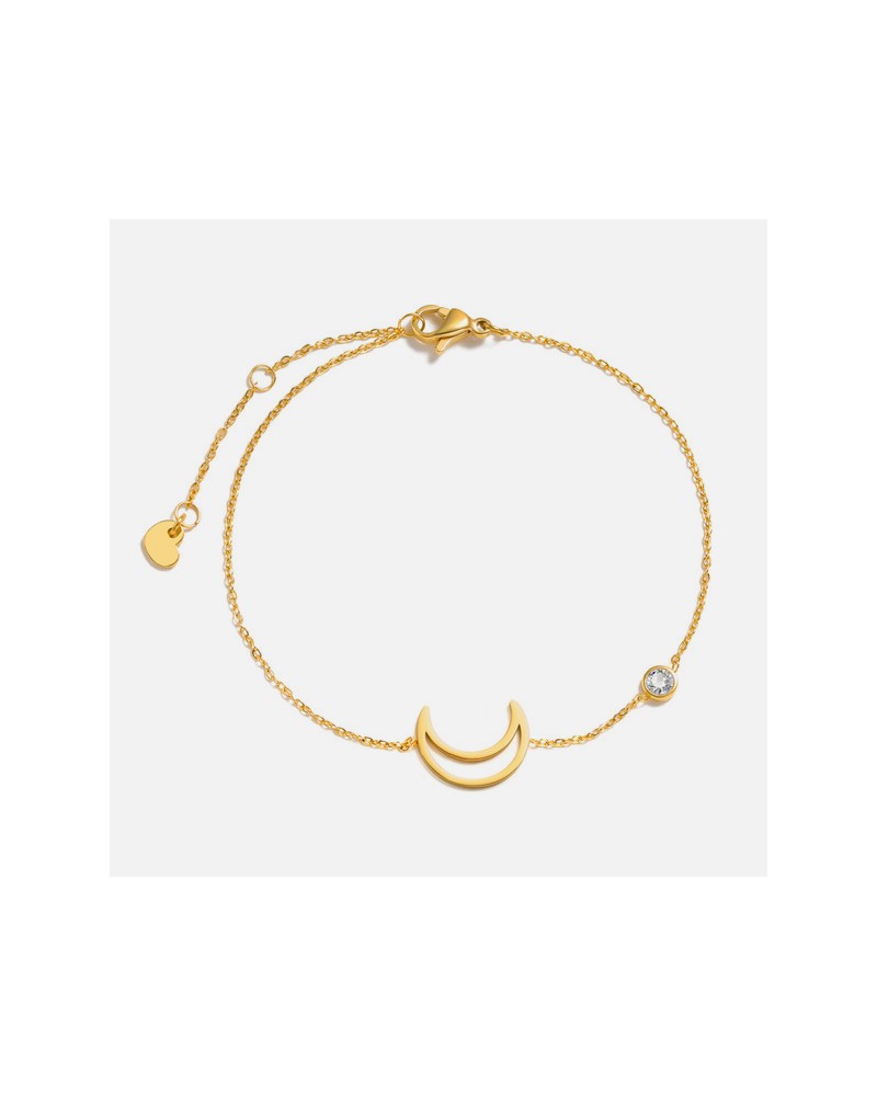 Golden moon and zircon bracelet