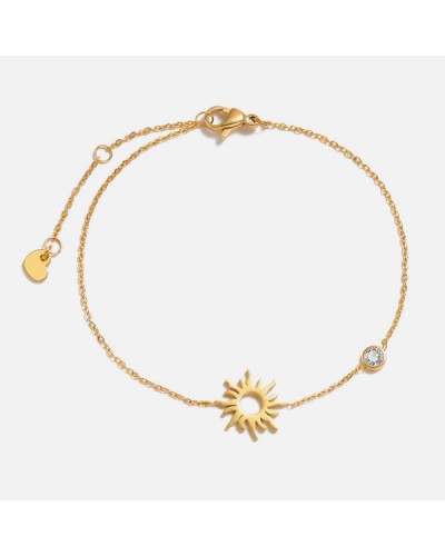 Golden sun and zircon bracelet