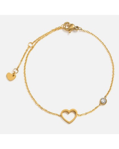 Goldene Halskette und Armband Herz und Zirkon
