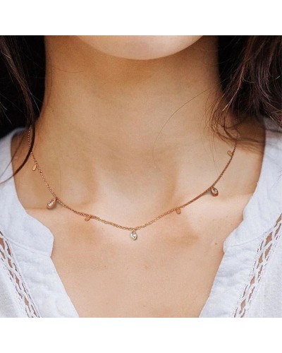Gold cubic zirconia drop necklace