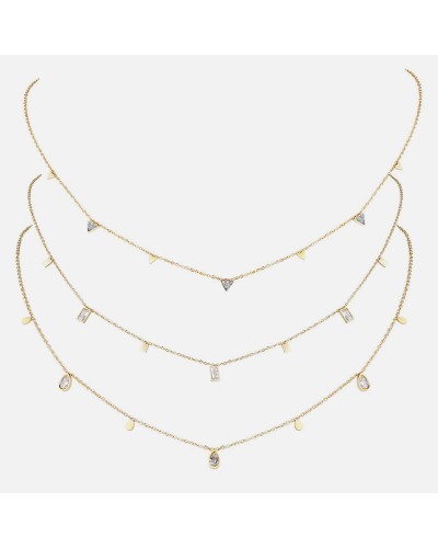 Gold cubic zirconia drop necklace