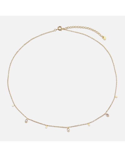 Necklace and bracelet set with gold zirconia drops