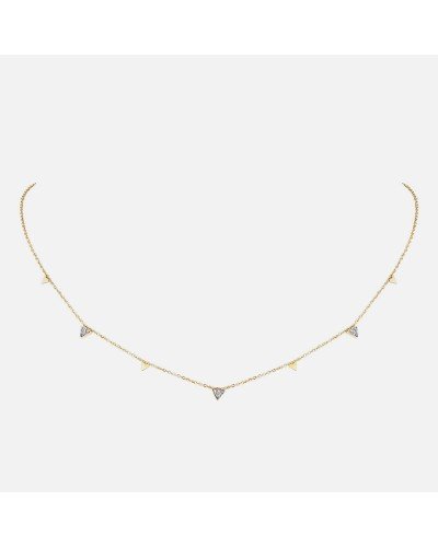 Gold cubic zirconia triangle necklace