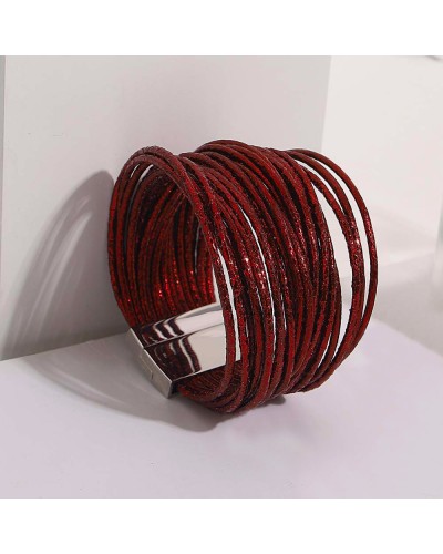 Hammered iridescent red leather cuff