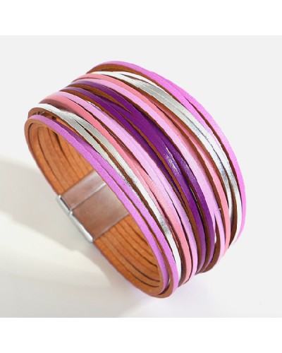 Pink and silver leather cuff