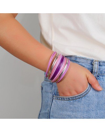 Pink and silver leather cuff