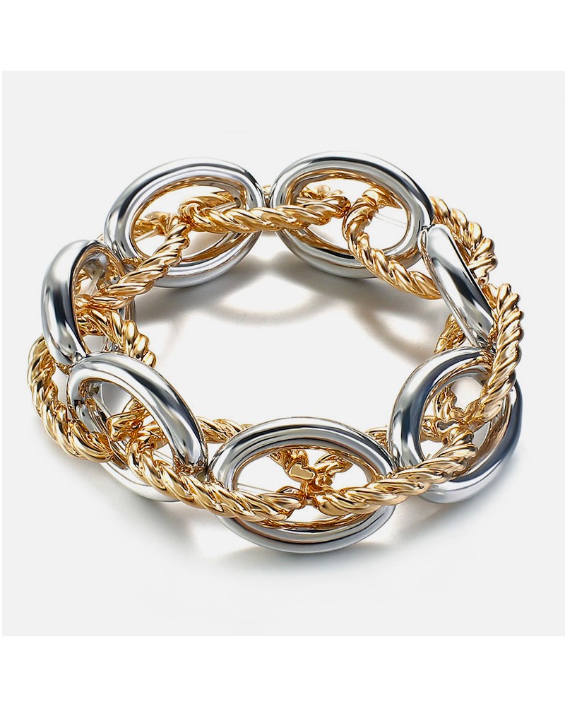 Grande bracciale a catena elastica oro argento