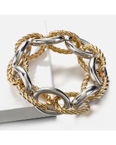 Großes elastisches Gold-Silber-Kettenarmband
