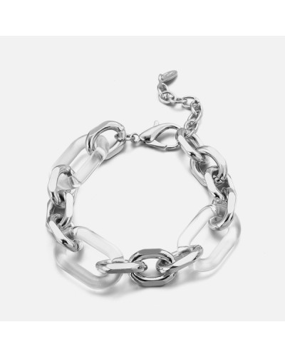 Klobiges Kettenarmband mit transparenten Ringen