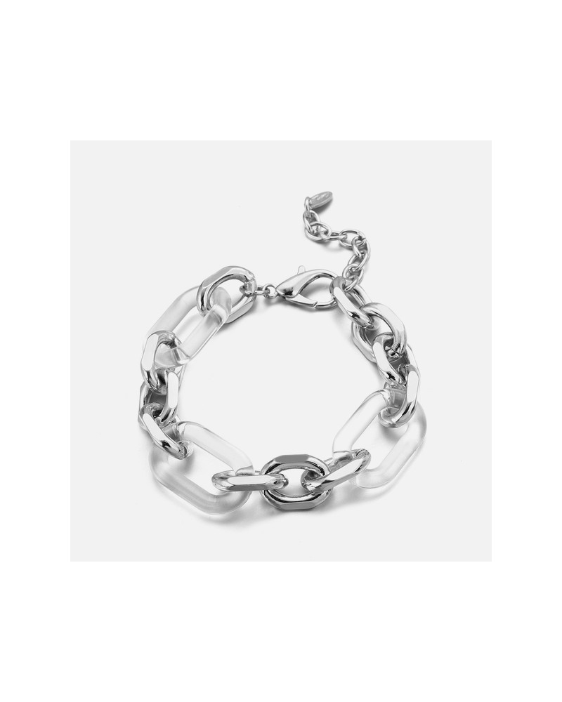 Bracelet grosse chaîne anneaux transparents