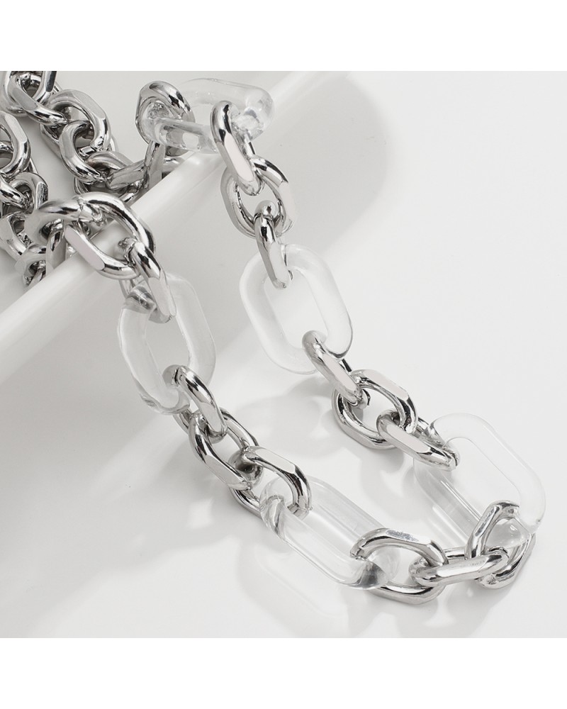 Chunky chain necklace with transparent rings