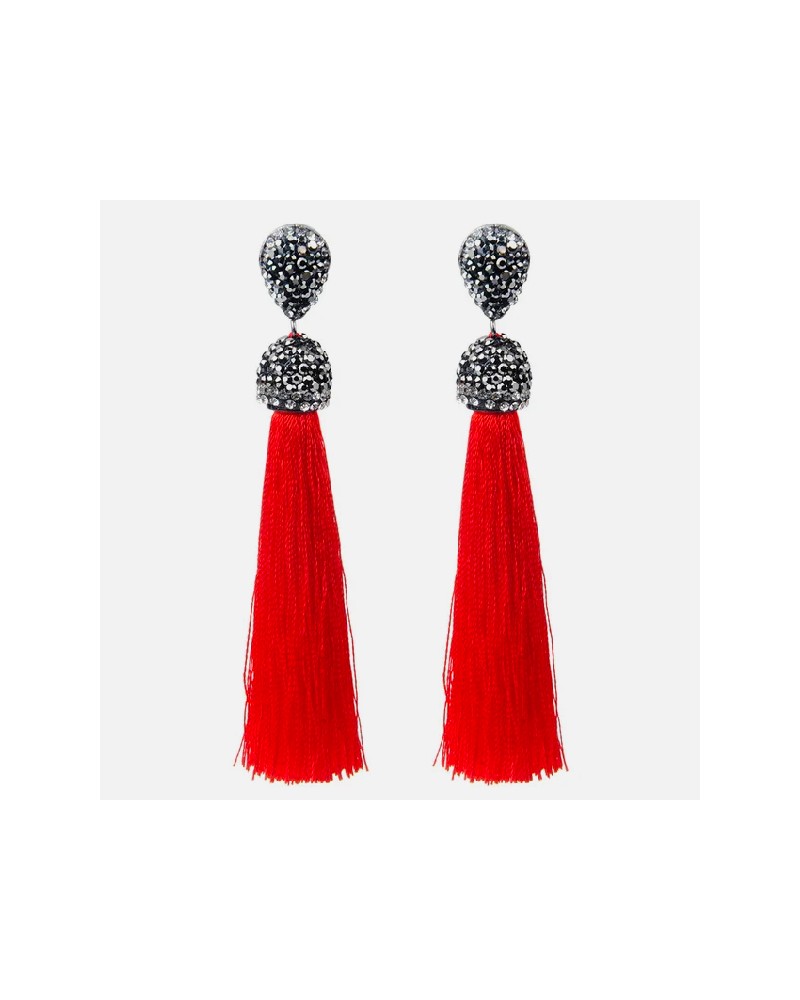 Boucles d'oreilles pompon rouge