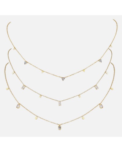 Gold cubic zirconia triangle necklace