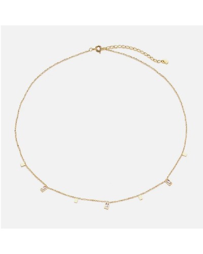 Princess zircon gold necklace and bracelet set