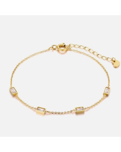 Princess zircon gold necklace and bracelet set