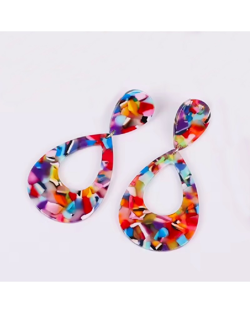 Multicolored resin drop earrings