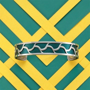 Leder-Stahl Georgette Armband Blätter 5