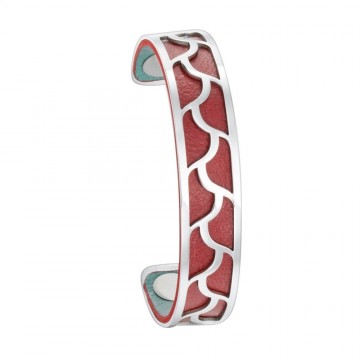 Leder-Stahl Georgette Armband Blätter 4