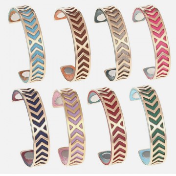 Bracelet georgette Acier Cuir Chevrons 5