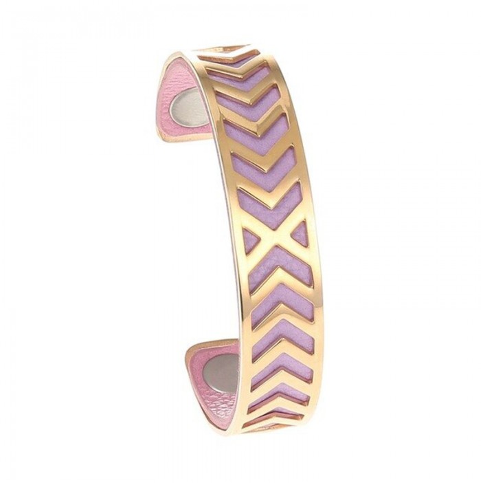 Bracelet georgette Acier Cuir Chevrons 2