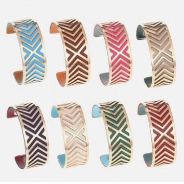 Steel Leder Georgette Herringbone ​Armband 4