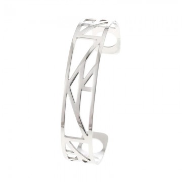 Geometrisches Stahl-Leder-Georgette-Armband 3