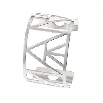 Geometrisches Stahl-Leder-Georgette-Armband 1