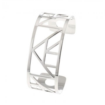 Geometrisches Stahl-Leder-Georgette-Armband 2