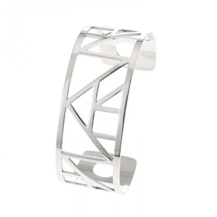 Geometrisches Stahl-Leder-Georgette-Armband 2